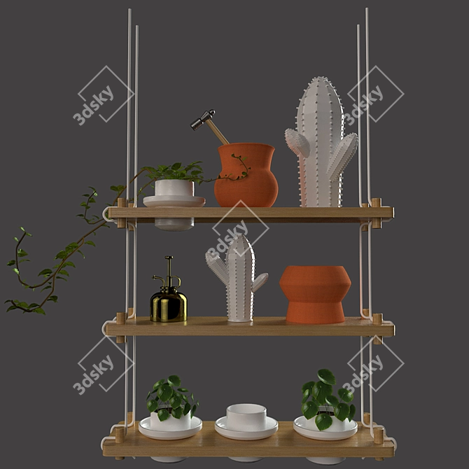 Luxury Cactus Statue Set 3D model image 1