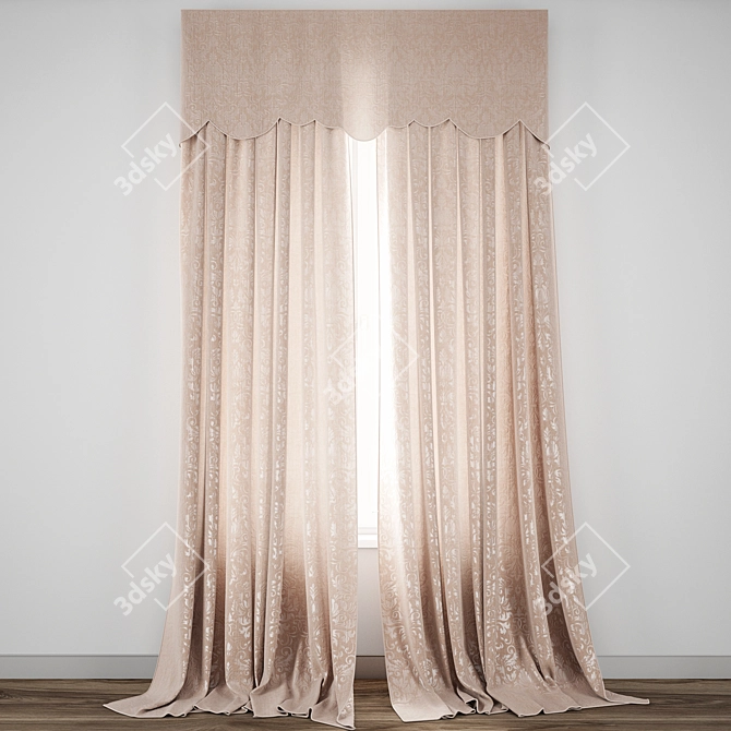 Elegant Lace Curtain Design 3D model image 1