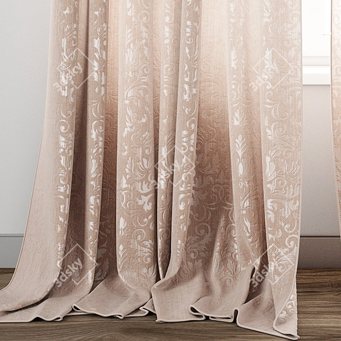 Elegant Lace Curtain Design 3D model image 2