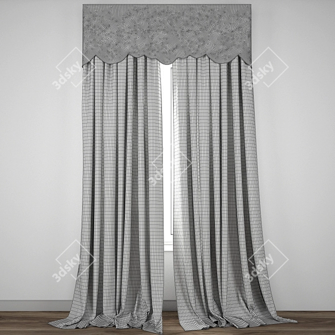 Elegant Lace Curtain Design 3D model image 3
