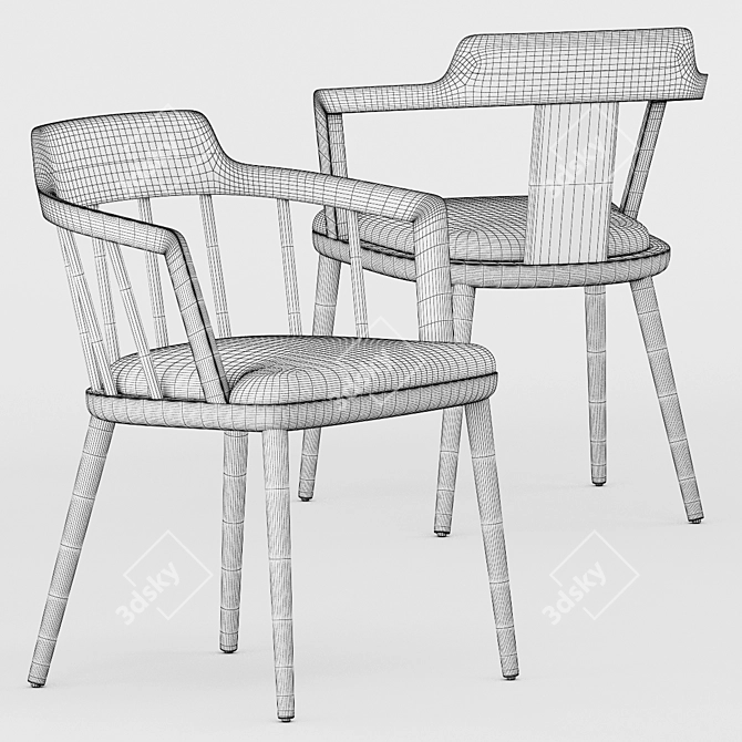 Elegant Tiara Sedia Chair by Porada 3D model image 3