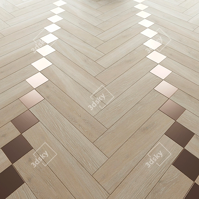 Bleached Oak Chevron Parquet 3D model image 1