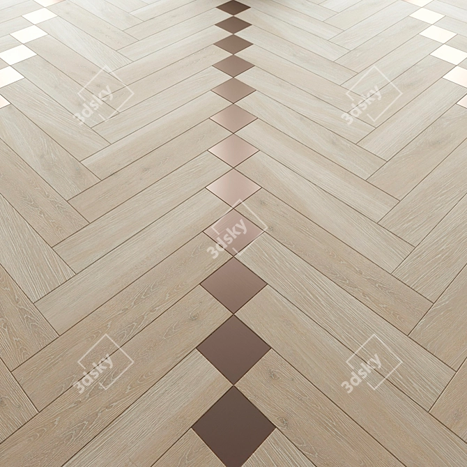 Bleached Oak Chevron Parquet 3D model image 2