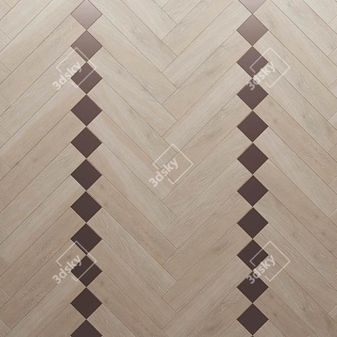 Bleached Oak Chevron Parquet 3D model image 3