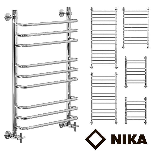 Nick L90 Heated Towel Rail: Stylish & Customizable 3D model image 1