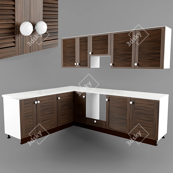 Sleek Blinds Kitchen 3D model image 1