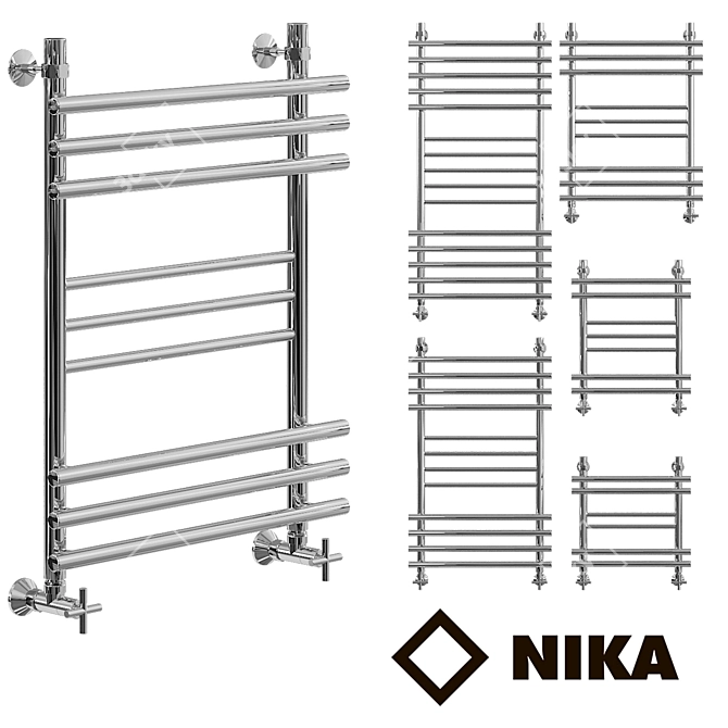 Nick LB2 Heated Towel Rail: Stylish and Customizable 3D model image 1