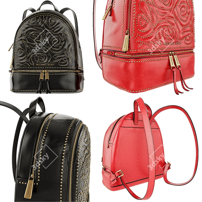 Michael Kors Rhea Leather Backpack 3D model image 2