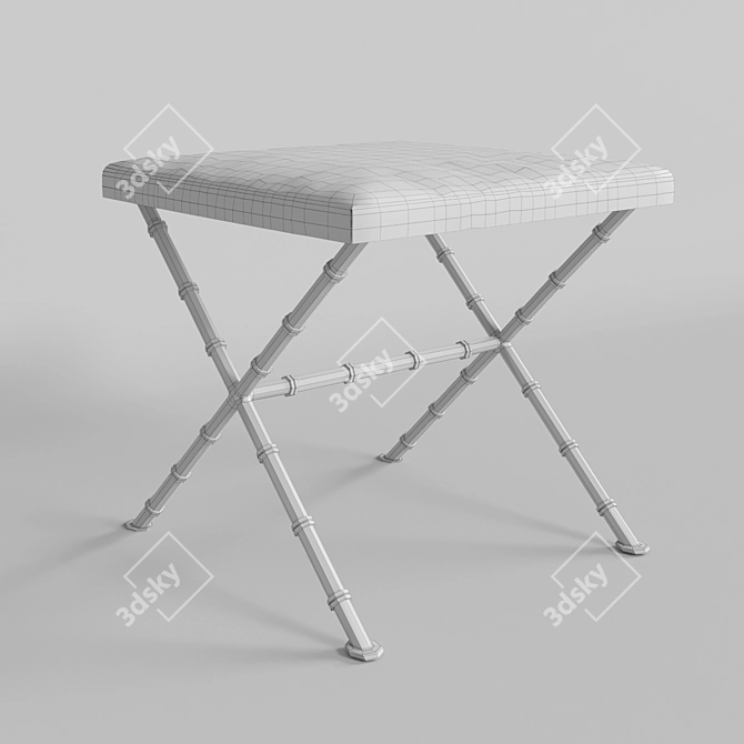 Italian Vintage Iron Stool: Exotic Elegance in Faux Bamboo 3D model image 3