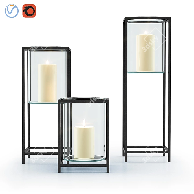 Reflective Framed Vase/Hurricane 3D model image 1