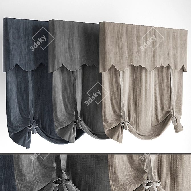 Elegant Roman Blinds Set 3D model image 1