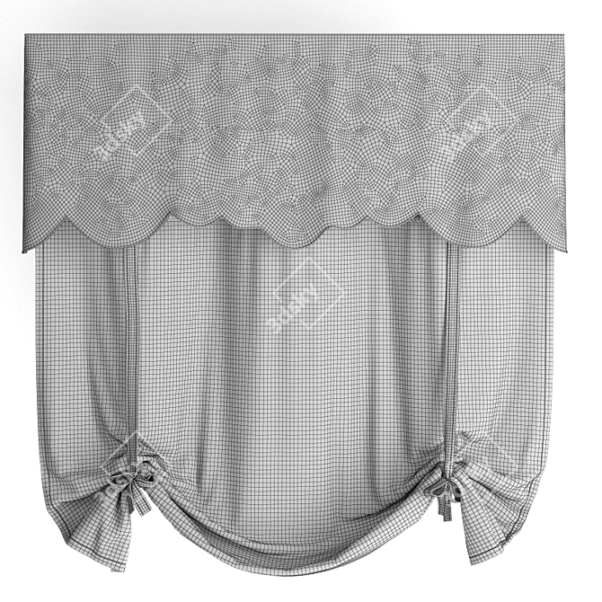 Elegant Roman Blinds Set 3D model image 3