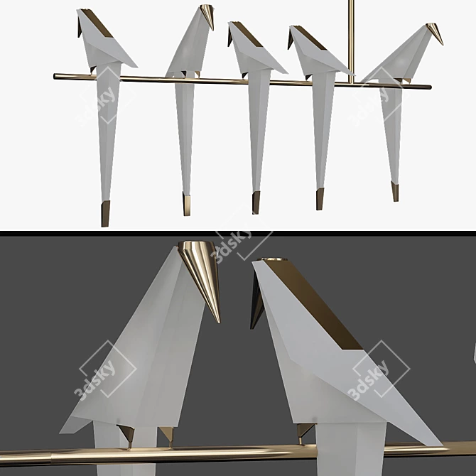 Elegant Perch Light Chandelier 3D model image 1