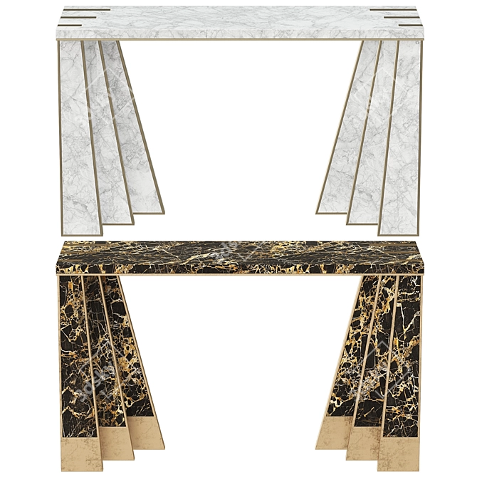 Elegant City Console with Marble and Brass 3D model image 2