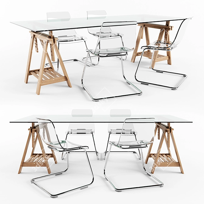 Sleek and Stylish Ikea Table Set 3D model image 1