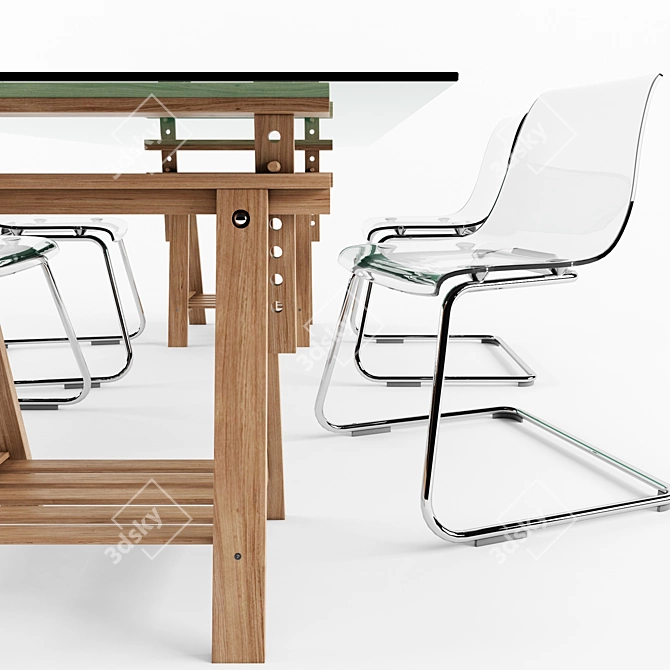 Sleek and Stylish Ikea Table Set 3D model image 3