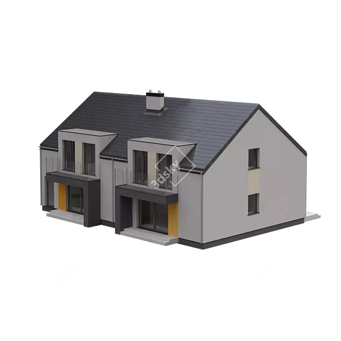 Dual Dwelling: Architectural Background Model 3D model image 2