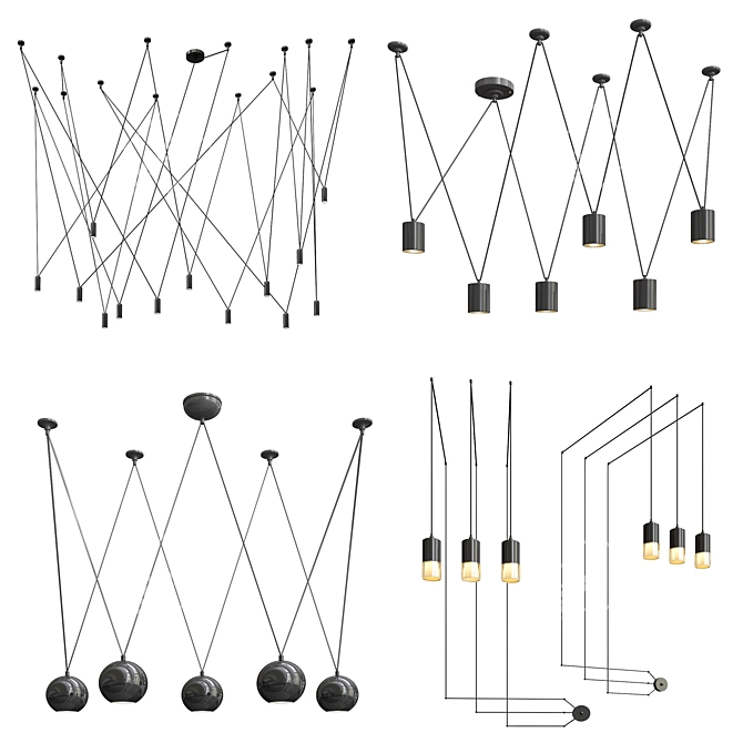 Designer Chandelier Collection: Vibia, Loft PAN, Favourite, and Wireflow 3D model image 1