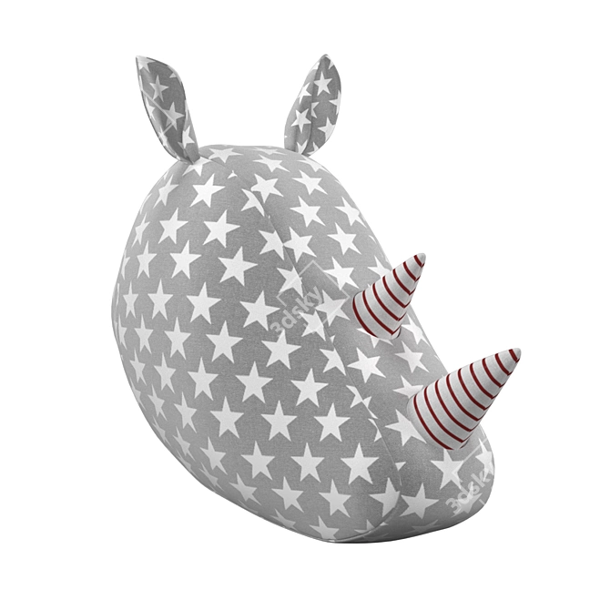 Softheads Rhino Head: Decorative Fabric Art 3D model image 3