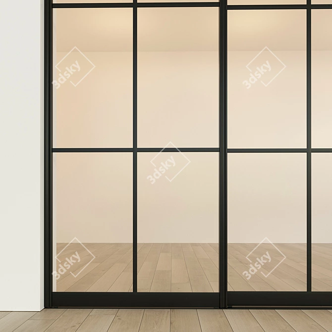 Sleek Metal Sliding Partition Door 3D model image 2