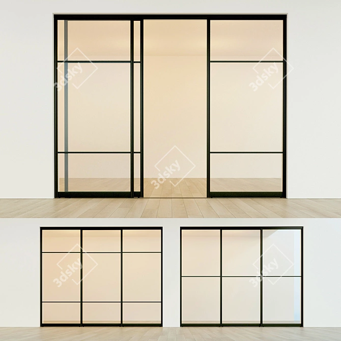 Sleek Sliding Compartment Door 17 3D model image 1