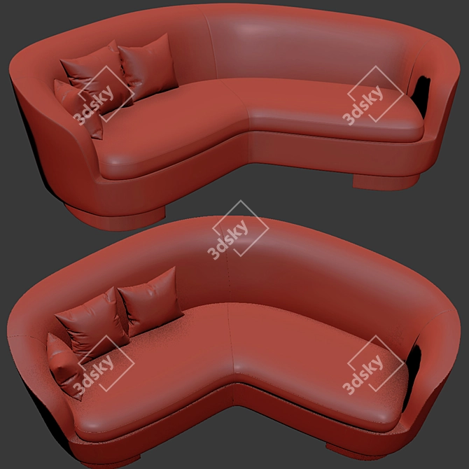 Sleek and Elegant Minotti Jacques Curved Sofa 3D model image 2