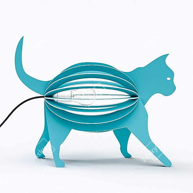 Whiskers Illuminating Feline Lamp 3D model image 1