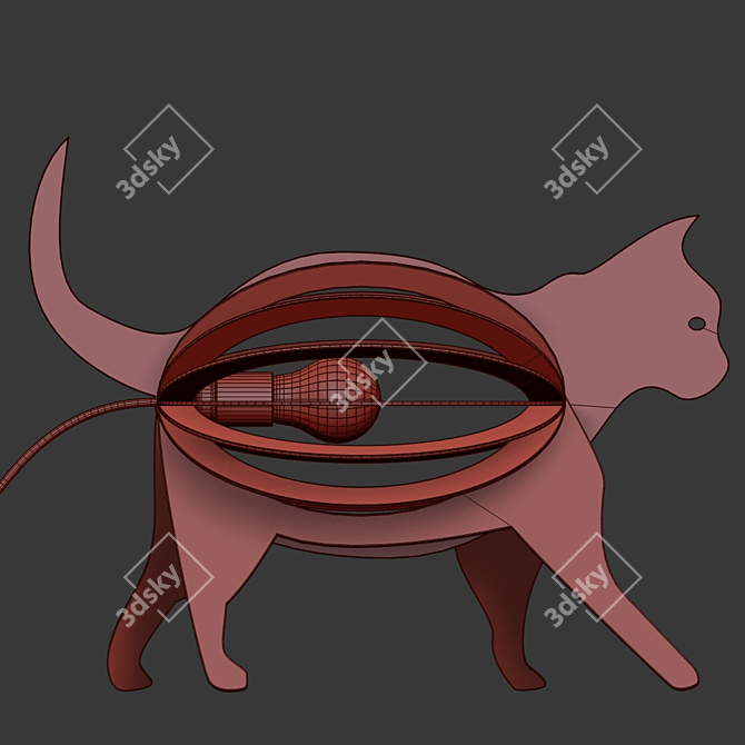 Whiskers Illuminating Feline Lamp 3D model image 2