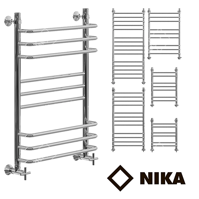 Sleek Vintage Heated Towel Rail 3D model image 1