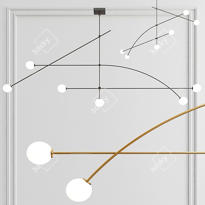 Sleek 8-Light Minimalist Chandelier 3D model image 1