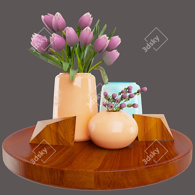 Elegant Pink Rose Décor 3D model image 1