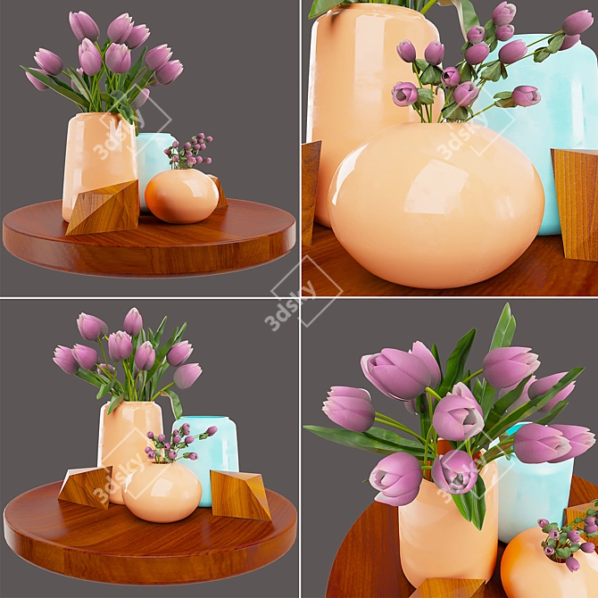 Elegant Pink Rose Décor 3D model image 2