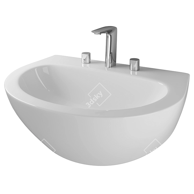 Elegant AQUATECH Wall Sink 3D model image 1