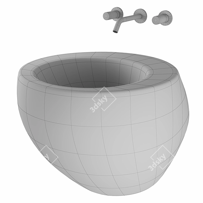 Laufen Porcelain Sink with SSS 3D model image 2