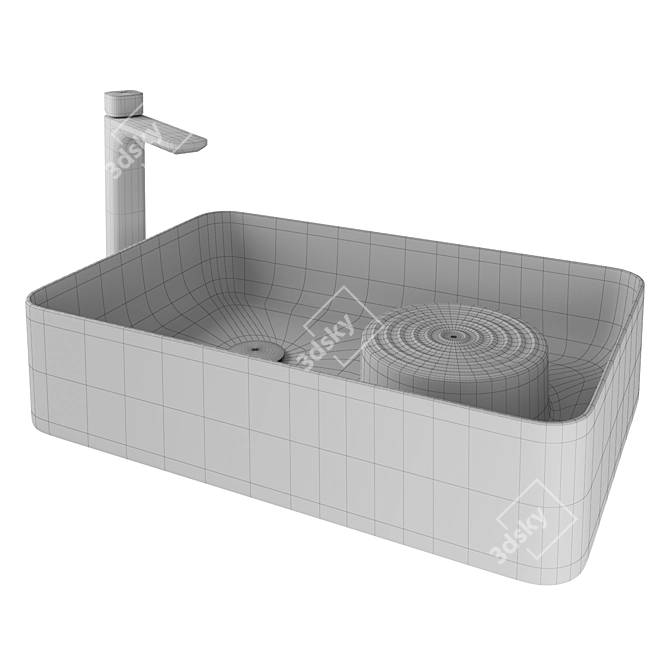 Elegant Laufen Porcelain Sink 3D model image 2