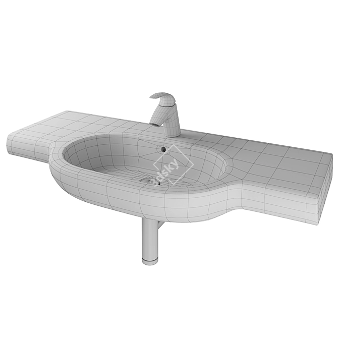 Roca MERIDIAN-N Porcelain Wall Sink 3D model image 2