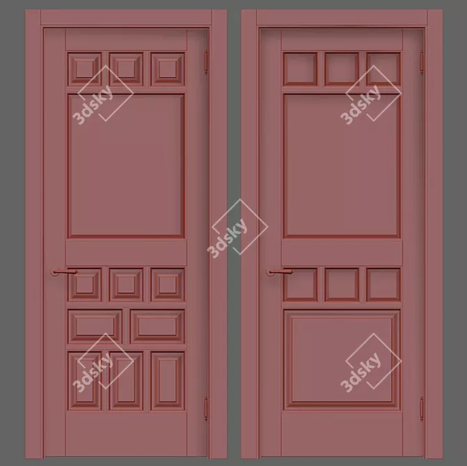 Elegant Vintage Interior Doors 3D model image 2