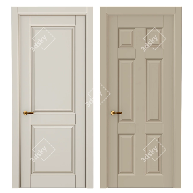 Elegant Classic Interior Doors 3D model image 1