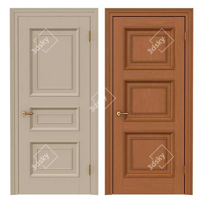 Elegant Classic Room Doors 3D model image 1