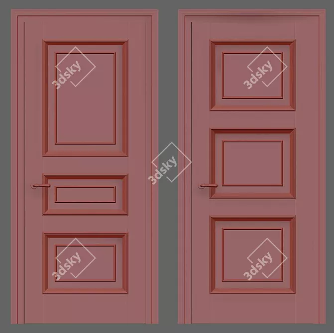 Elegant Classic Room Doors 3D model image 2