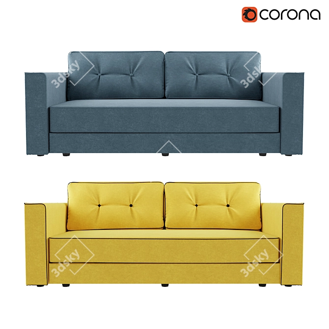 Menli Velvet Yellow Sofa 3D model image 1