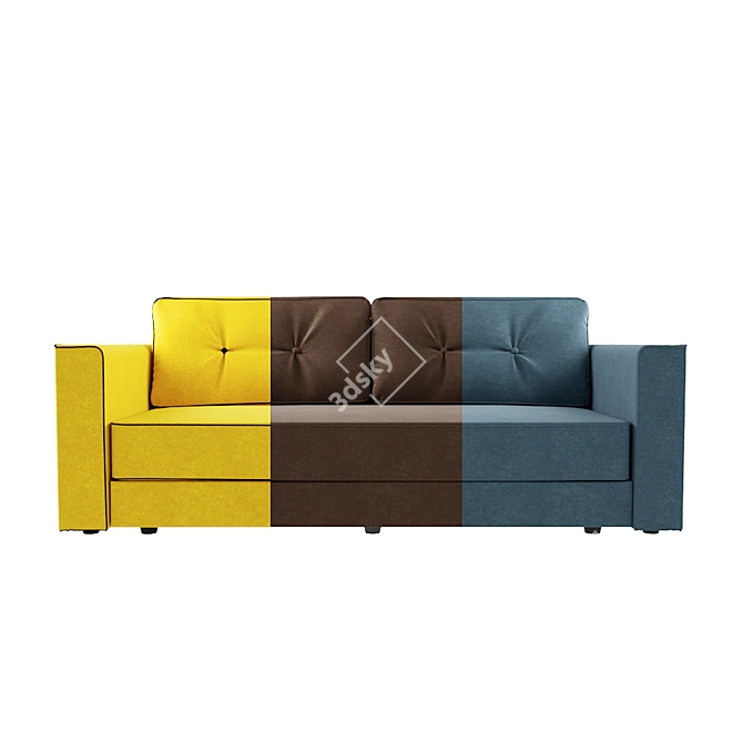 Menli Velvet Yellow Sofa 3D model image 2