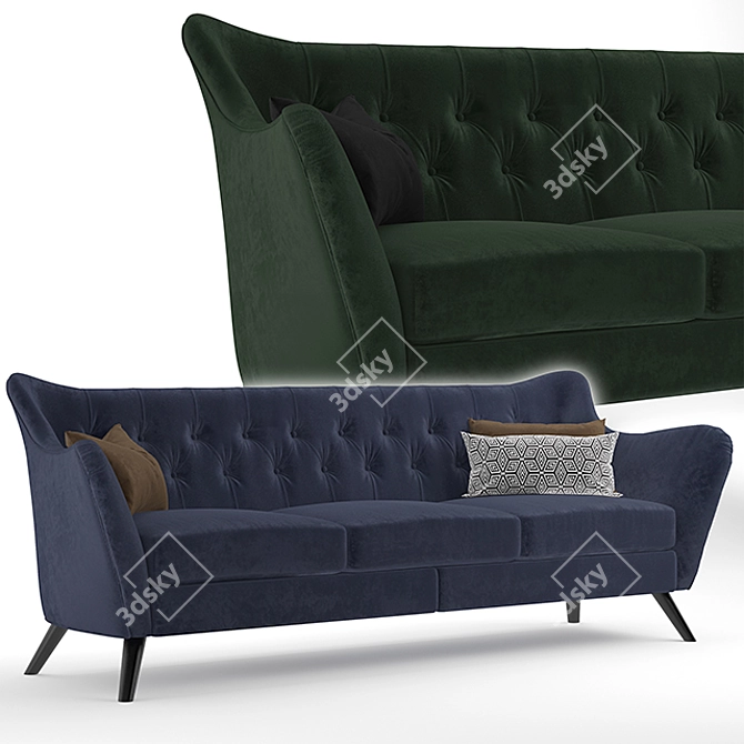 Stylish Flyme Sofa: Blue & Green 3D model image 1