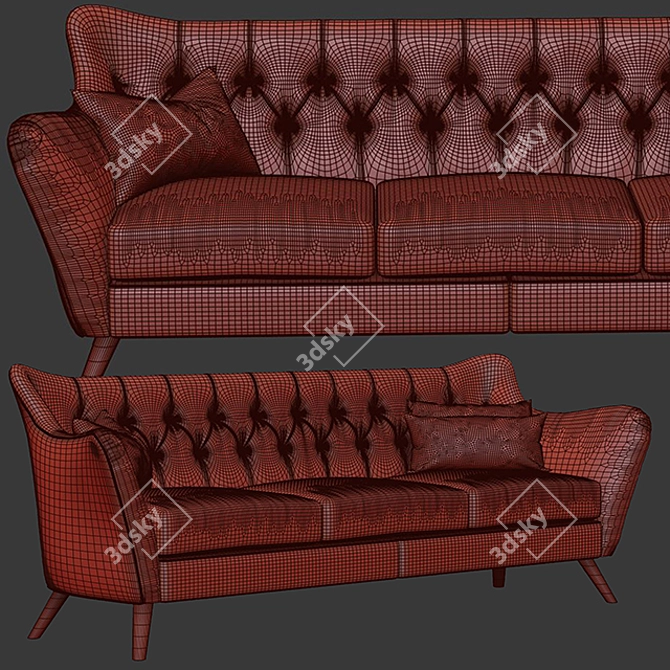 Stylish Flyme Sofa: Blue & Green 3D model image 3