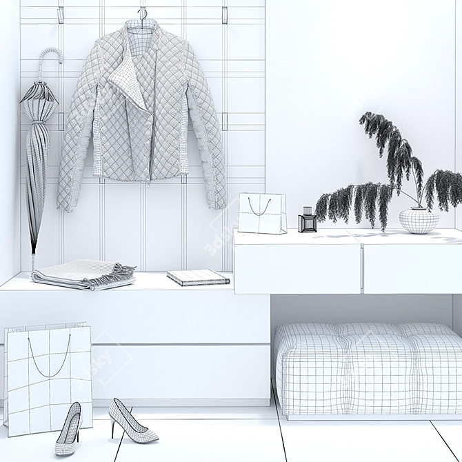 Modern Grey Hallway Set 3D model image 3