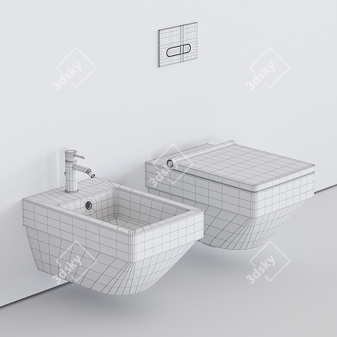 Duravit Vero Air WC & Bidet: Wall-hung Ceramic Set 3D model image 3