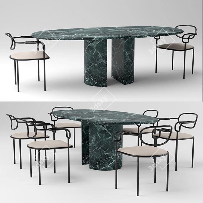 Sleek and Stylish Cappellini 01 Chair and Dolmen Table 3D model image 1