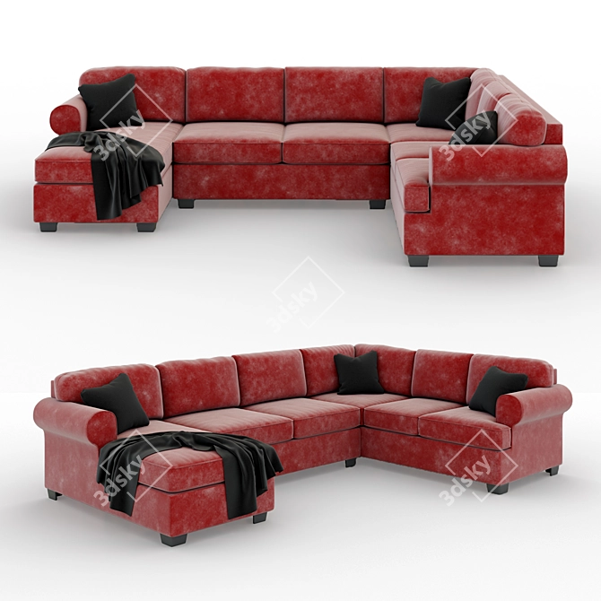 Jinllingsly Gray LAF Sectional - Sleek and Spacious 3D model image 1