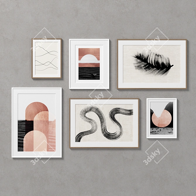 6-Piece Frame Gallery: Stylish Wall Decor 3D model image 1