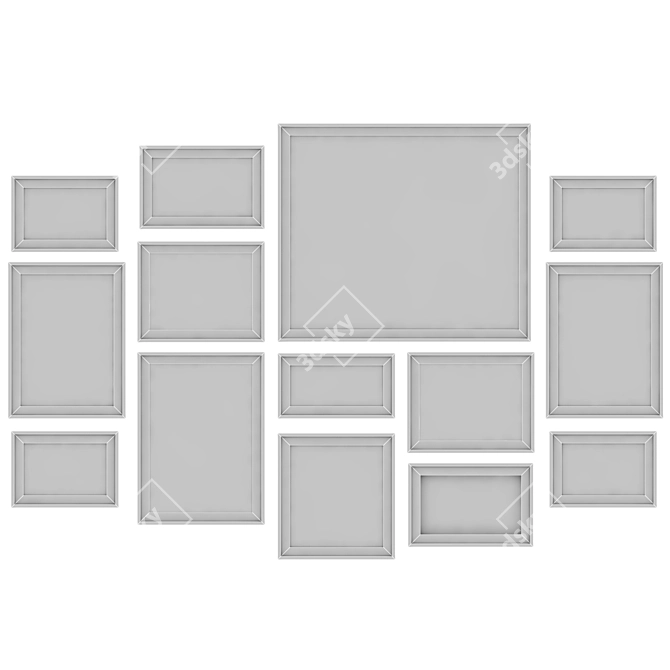 14-Piece Photo Frame Set 3D model image 3